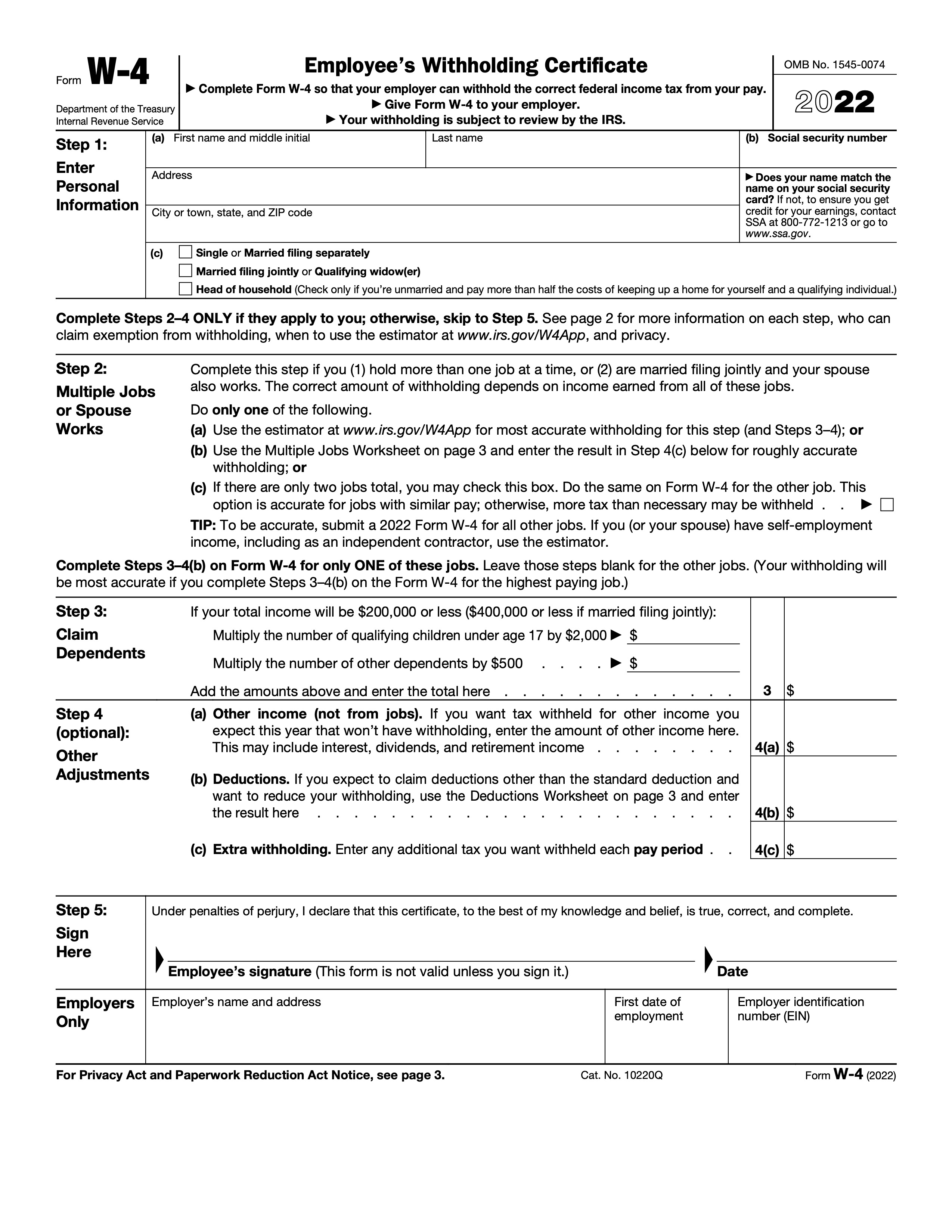 IRS W-4 Form